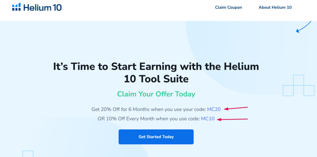 Helium 10 Discount Page