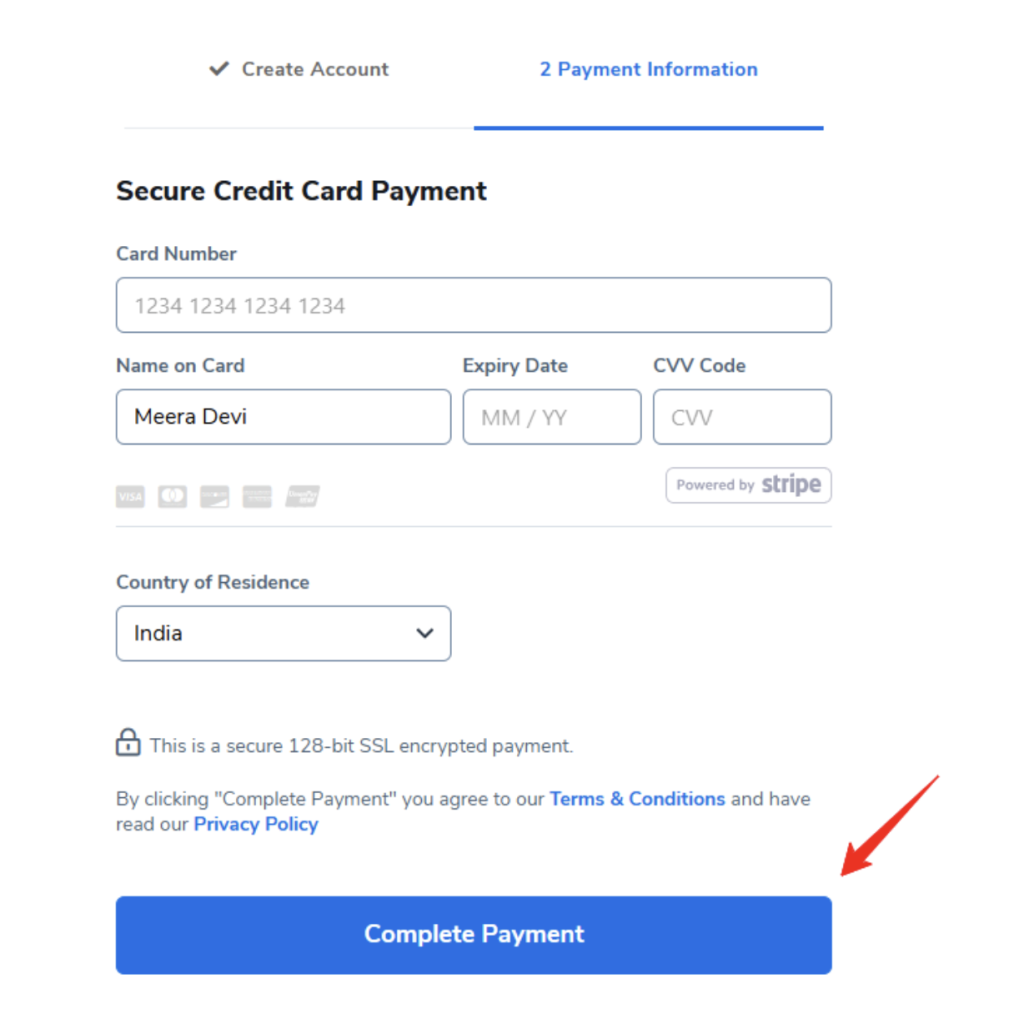 Click On Complete Payment Button Click On Complete Payment Button