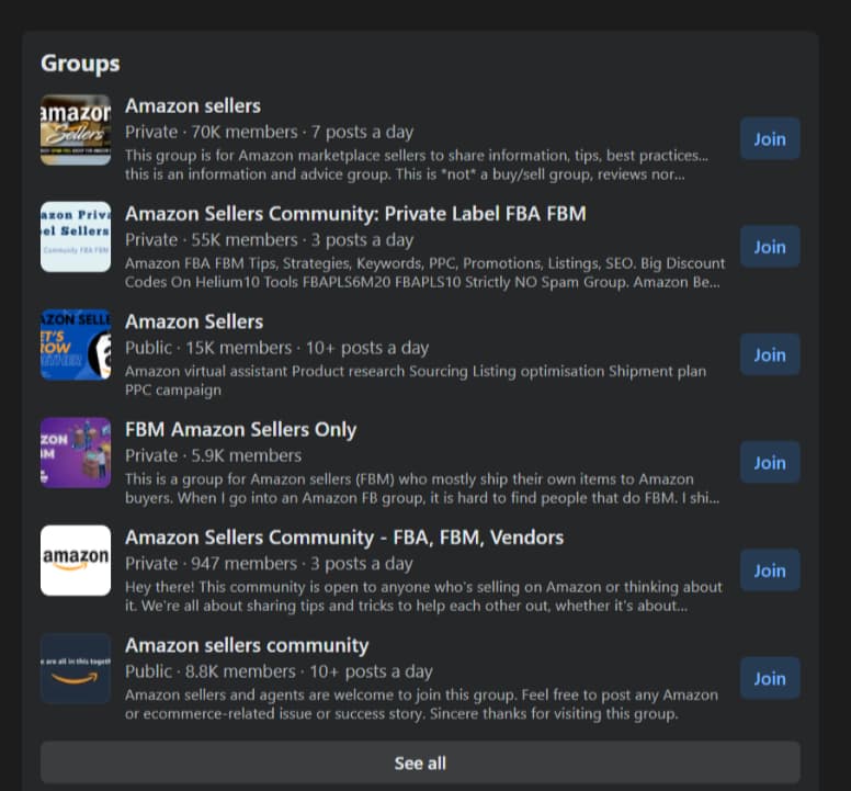 General Amazon Seller Groups