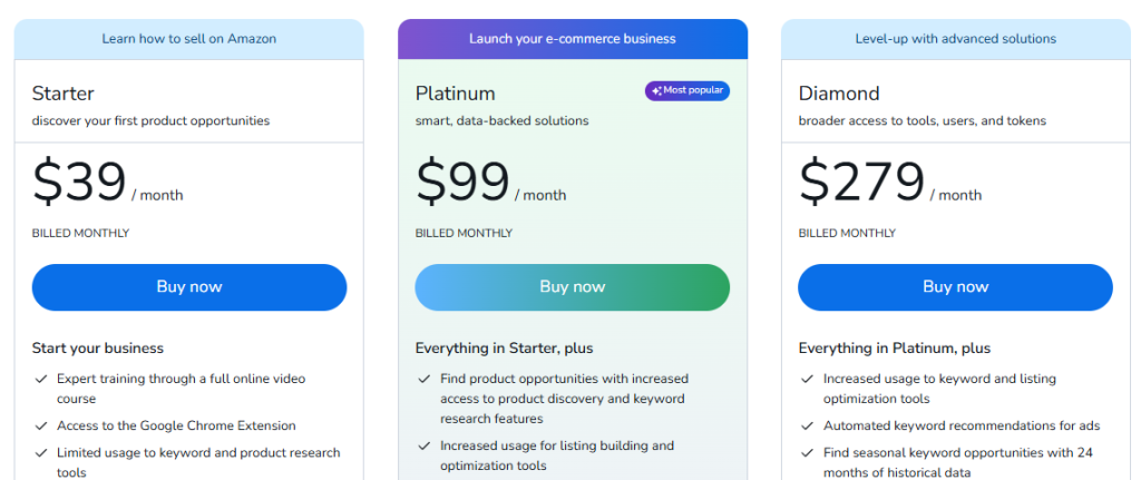 Helium 10 Pricing