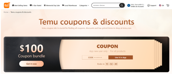 Temu Coupons & Discounts Temu Coupons & Discounts