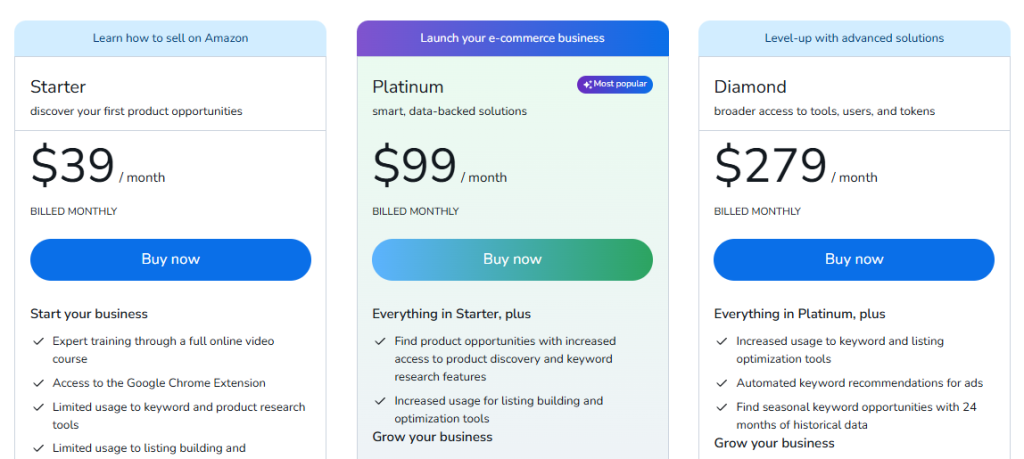 Helium 10 Pricing Plans Helium 10 Pricing Plans