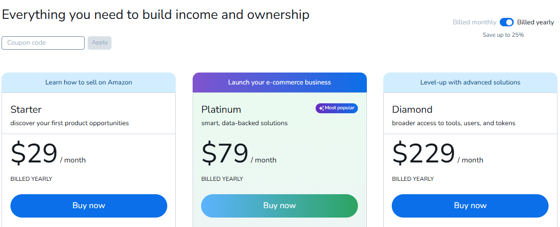 Helium 10 Pricing