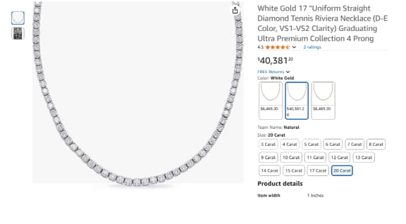 14K Diamond White Gold Necklace VS1-VS2 Clarity 14K Diamond White Gold Necklace VS1-VS2 Clarity