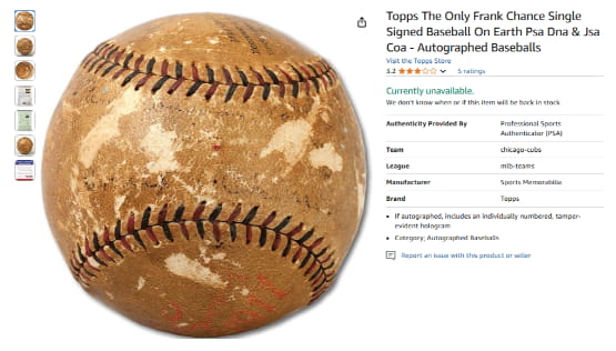 Frank Chance Autographed Baseball Frank Chance Autographed Baseball